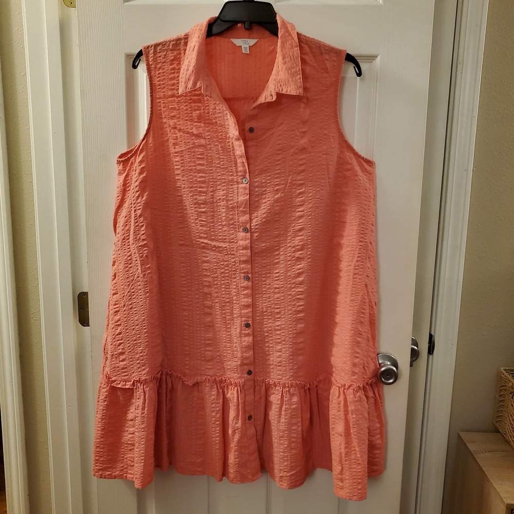 Time and Tru sz XXXL 22 pink flowy casual shirt‎ dress Summer Beach Resort